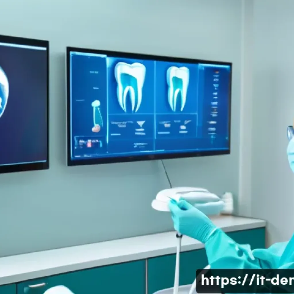 치과 교정 전문의 자격 취득 과정 - A modern Italian university dental clinic classroom scene, showing diverse dental students in profes...