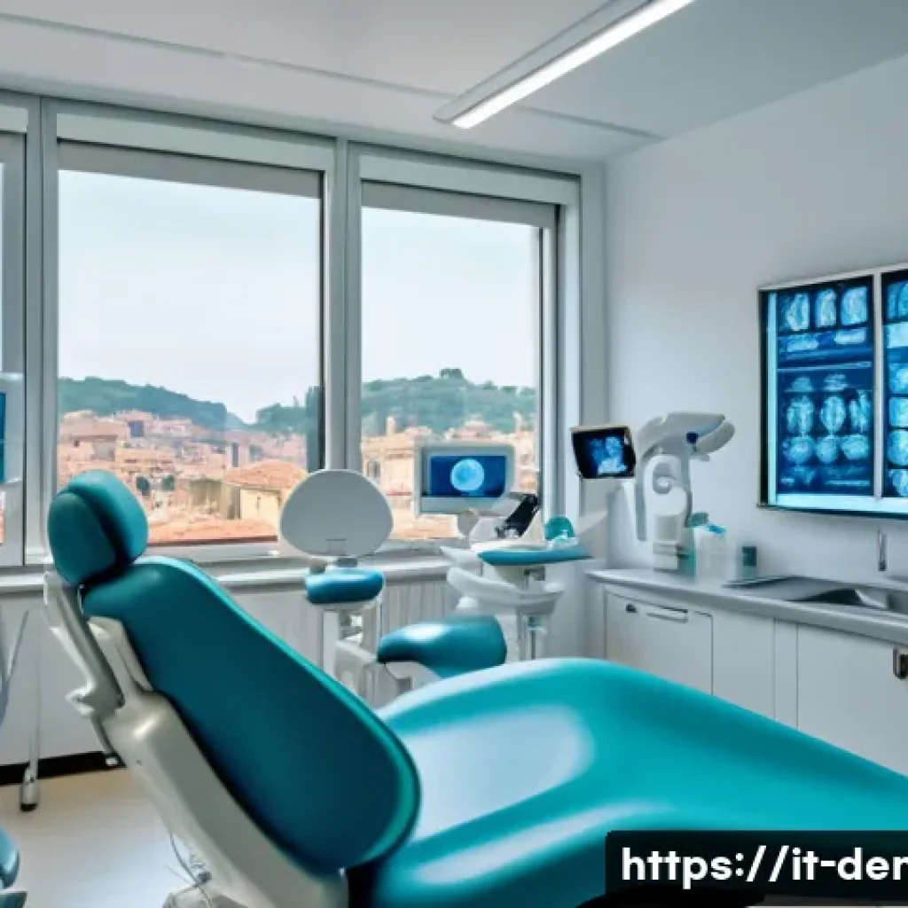 치과의사 자격 취득 과정 - A modern dental university classroom setting in Italy, showing diverse students in their early twent...