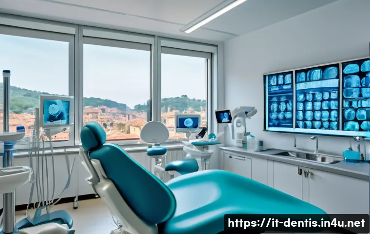 치과의사 자격 취득 과정 - A modern dental university classroom setting in Italy, showing diverse students in their early twent...