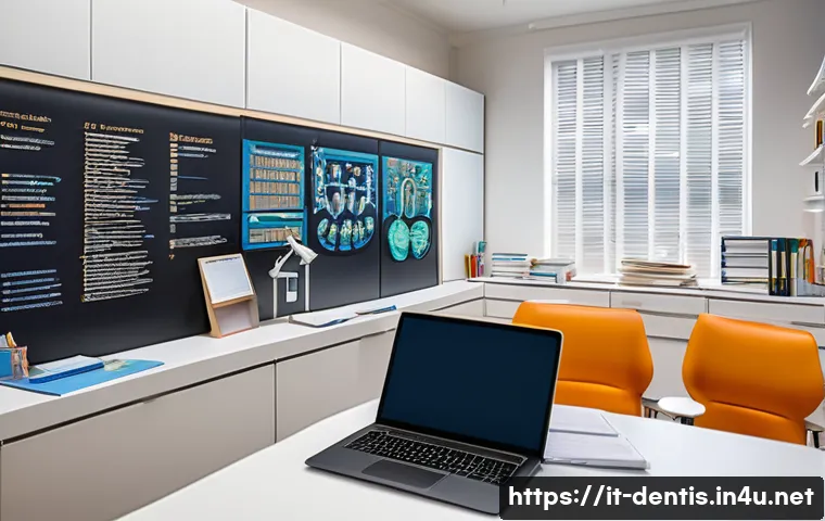 치과의사 면허 시험 기출 문제 분석 - A detailed study environment scene showing an Italian dental student preparing for a professional de...