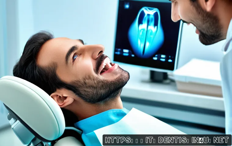 치과 보철물 제작 과정 이해 - A modern dental clinic scene featuring a dentist performing a detailed clinical evaluation on an Ita...