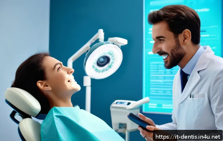 치과 치료 과정 동영상 제작 팁 - A modern dental clinic video shoot scene featuring a friendly dentist in casual professional attire ...