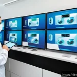 치과 의료법 주요 내용 정리 - A modern Italian dental clinic interior showcasing advanced digital management systems and steriliza...