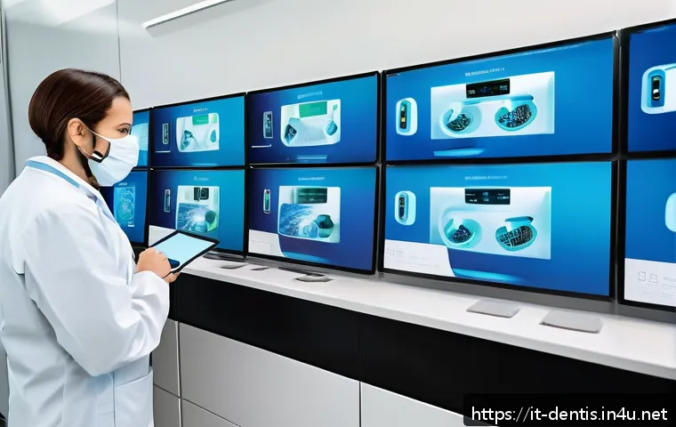 치과 의료법 주요 내용 정리 - A modern Italian dental clinic interior showcasing advanced digital management systems and steriliza...